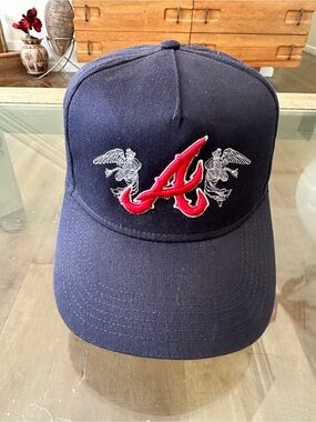 Navy Baseball Cap with Red 'A' Embroidered Logo